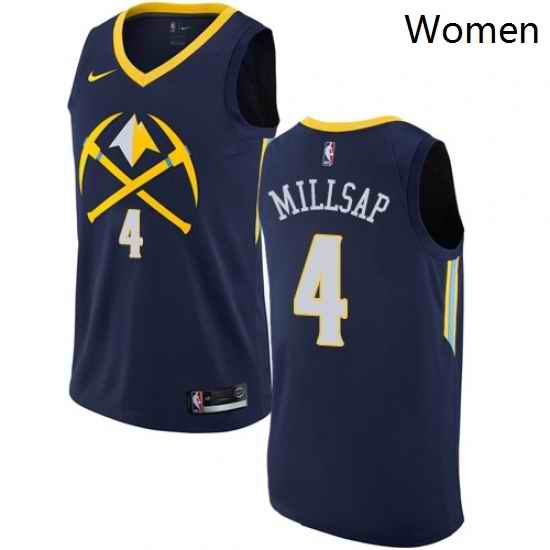 Womens Nike Denver Nuggets 4 Paul Millsap Swingman Navy Blue NBA Jersey City Edition